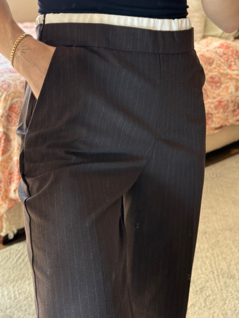 Zara Dark Brown High-Waist Wide-Leg Trousers